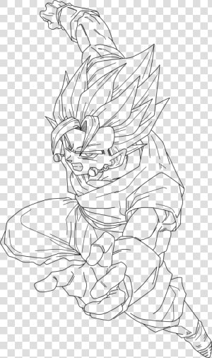 Pictures Of Vegito Ssj3 Coloring Pages Kidskunst Info   Vegito Lineart  HD Png Download