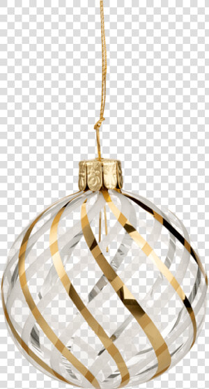 Glass Bauble Clear With Gold white Net Pattern  6 Cm   Gold Transparent Bauble Png  Png Download