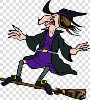 Transparent Witch Png   Clipart Of Witch On Broomstick  Png Download