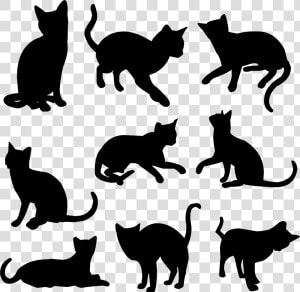 Kitten Siamese Cat Pet Black Cat Clip Art   Silhouette Black Cat  HD Png Download