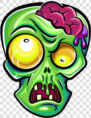  mq  head  zombie  brain  green   Cartoon Zombie Face Drawing  HD Png Download