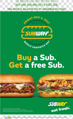 Subway   Png Download   Subway World Sandwich Day  Transparent Png