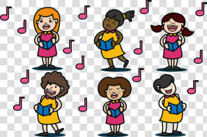 Singing Clipart Child   Choir Girls Vector  HD Png Download