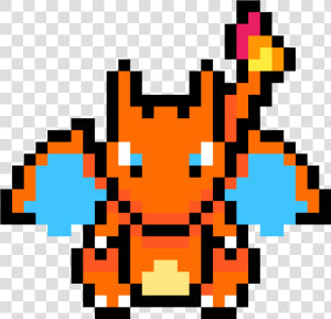 Pixel Art Pokemon Dracaufeu   Png Download   Easy Charizard Pixel Art  Transparent Png