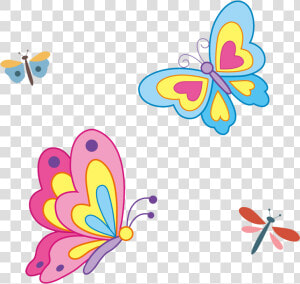 Collection Of Free Butterflies Drawing Observational   Butterflies And Dragonflies Cartoon  HD Png Download