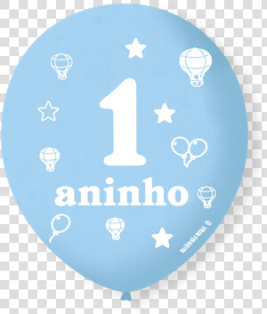 Balão São Roque N°9 C 25un Decorado 1 Aninho Azul Baby   1 Aninho  HD Png Download