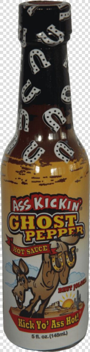 Ass Kickin’ Ghost Pepper Hot Sauce 148ml   Beer Bottle  HD Png Download