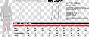 Inseam Measurement Chart Mens  HD Png Download