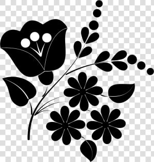 Flower Ornament Folk Art Clip Arts   Folk Flower Black And White  HD Png Download