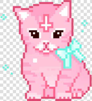 Pink Cat Pixel Art   Png Download   Pastel Goth Pixel Png  Transparent Png