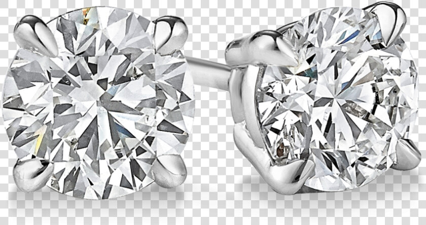 Earring Drawing Diamond   4 Prong Diamond Studs  HD Png DownloadTransparent PNG