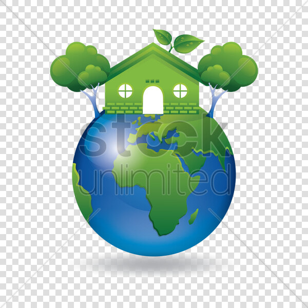 Green Earth With Go Green House And Tree Vector Image   Vector Graphics  HD Png DownloadTransparent PNG