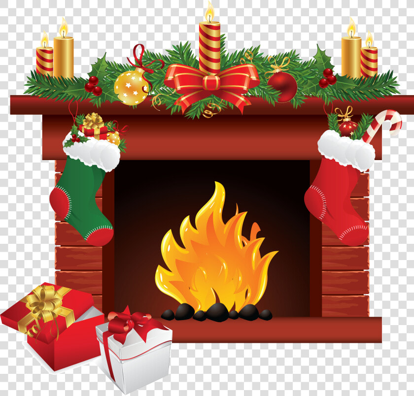   Fireplace  Christmas   Christmas Fireplace Scene Clipart  HD Png DownloadTransparent PNG