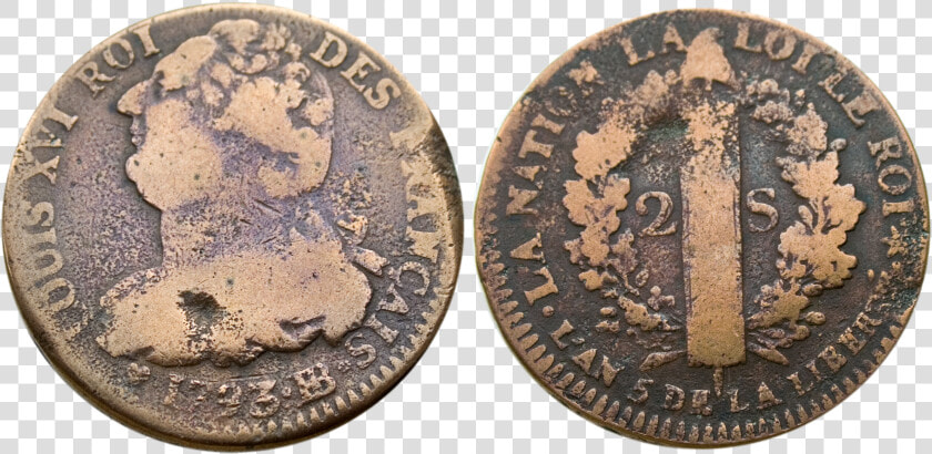 Louis Xvi Æ Double Sol 1793 France Coin   Coin  HD Png DownloadTransparent PNG