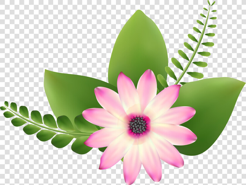 Flower Art Png   Pink And Green Flower Clip Art  Transparent PngTransparent PNG