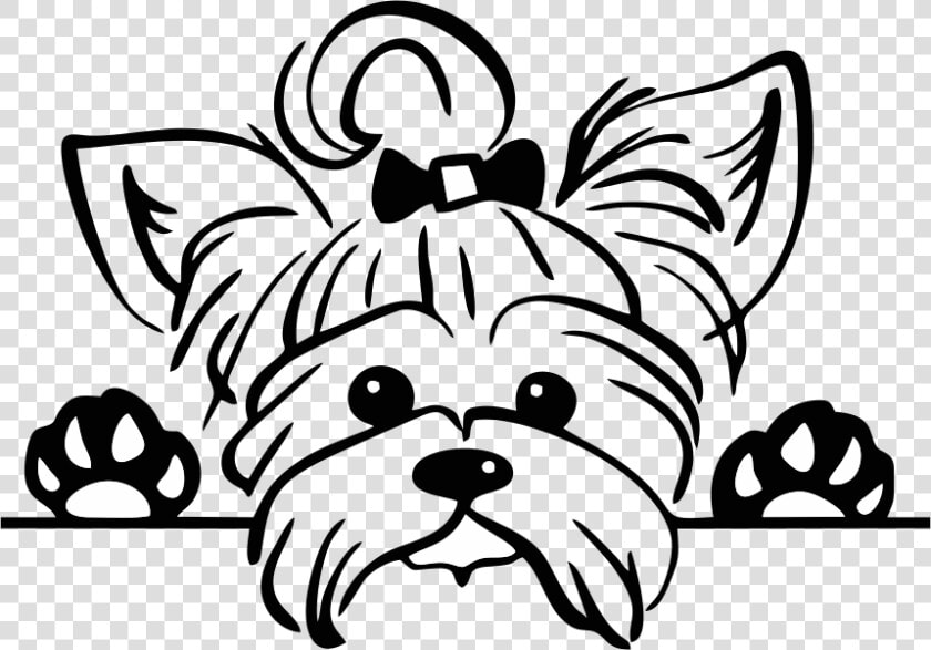 Peeking Dog Decal   Yorkie Clipart Black And White  HD Png DownloadTransparent PNG