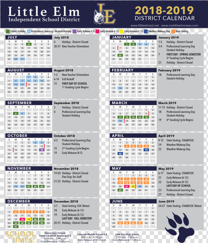 Little Elm Isd Calendar 2019 2020  HD Png DownloadTransparent PNG