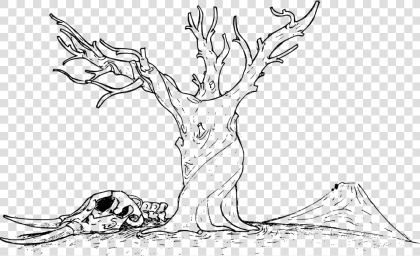 Plant  Tree  Nature  Line Art  Deluge  Skull  Sad   Line Drawing For Nature  HD Png DownloadTransparent PNG