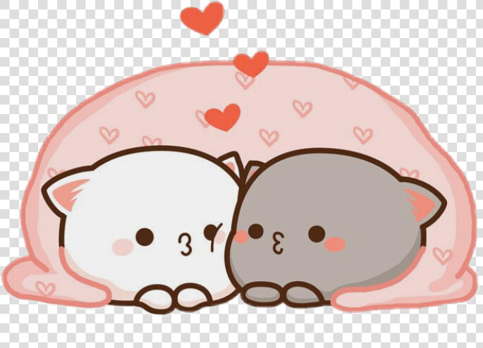  freetoedit  cute  kawaii  cat  couple  love  hug  cuddle   Mochi Mochi Peach Cat Png  Transparent PngTransparent PNG