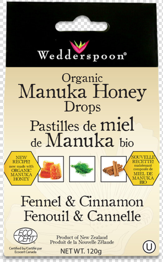 Wedderspoon Organic Manuka Honey Drop With Fennel  amp    Chocolate  HD Png DownloadTransparent PNG