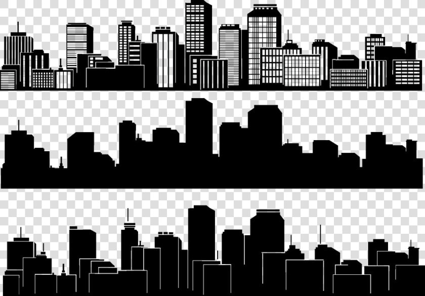 Building City And Silhouette Skyline Black White Clipart   Building In Black And White  HD Png DownloadTransparent PNG