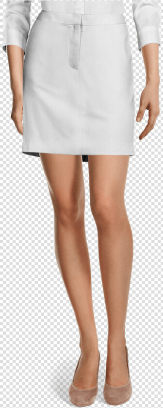 White Linen High Waisted Short Pencil Skirt view Front   Women  39 s High Waisted Business Pants  HD Png DownloadTransparent PNG