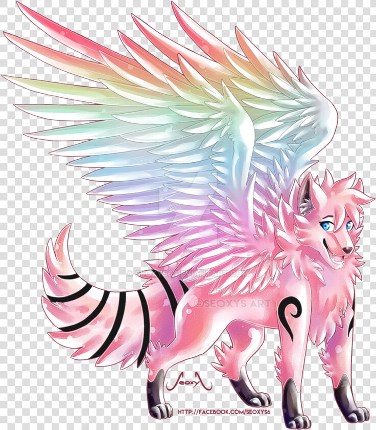 Rainbow Wolf Oc  commission  By Seoxys6 Data src   Rainbow Wolf With Wings  HD Png DownloadTransparent PNG