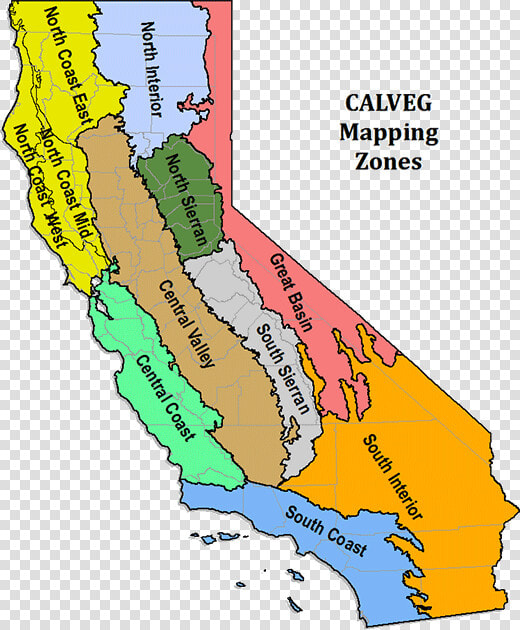 California Map With Calveg Zone Outlined And Labeled    Vegetation Zone  HD Png DownloadTransparent PNG