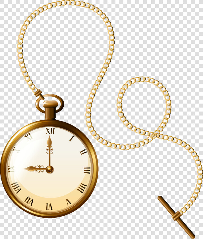 Gold Pocket Watch Clock Png Clip Art   Pocket Watch With Chain Vector  Transparent PngTransparent PNG