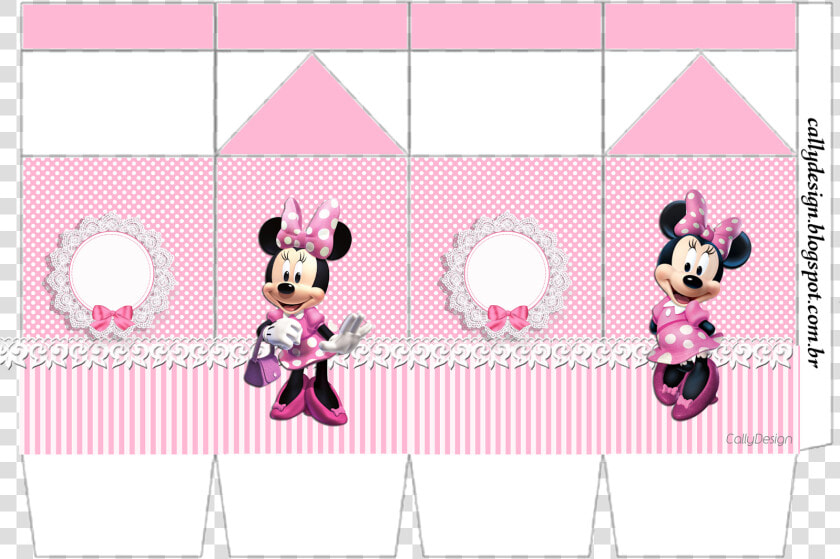 Minnie With Pink Stripes Free Printable Box   Molde Caixa Milk Minnie Rosa  HD Png DownloadTransparent PNG