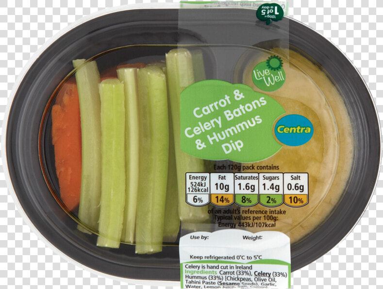 Centra Carrot  amp  Celery Batons  amp  Hummus Dip 120g   Comma  HD Png DownloadTransparent PNG