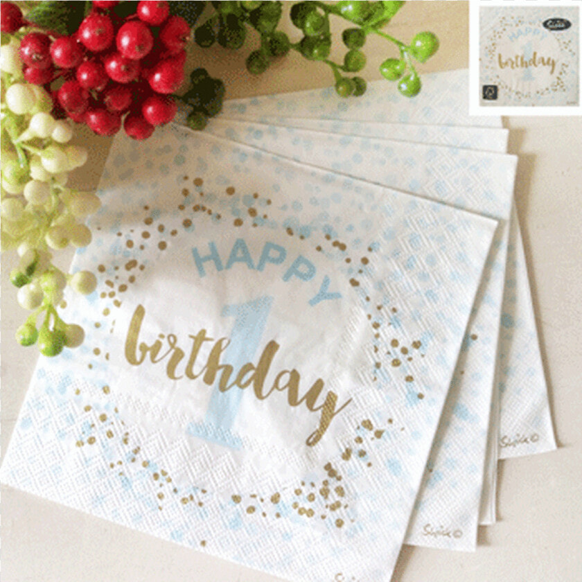 Luncheon Napkins Happy 1st Birthday Blue   Grape  HD Png DownloadTransparent PNG