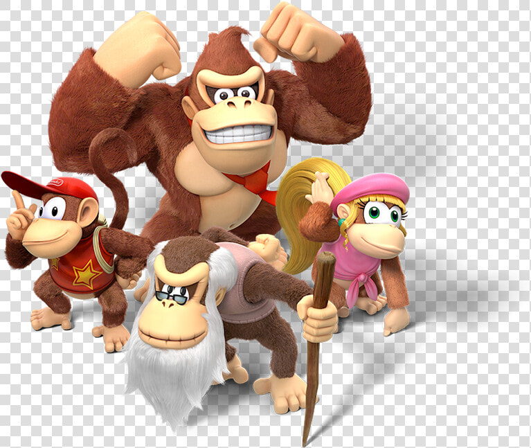 Donkey Kong  Diddy Kong  Dixie Kong And Cranky Kong   Donkey Kong Country Returns Tropical Freeze Characters  HD Png DownloadTransparent PNG