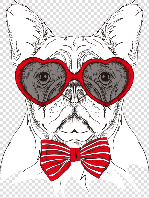 Cartoon Dog S Head Painted Glasses Bow   Dog In Bowtie Clipart  HD Png DownloadTransparent PNG