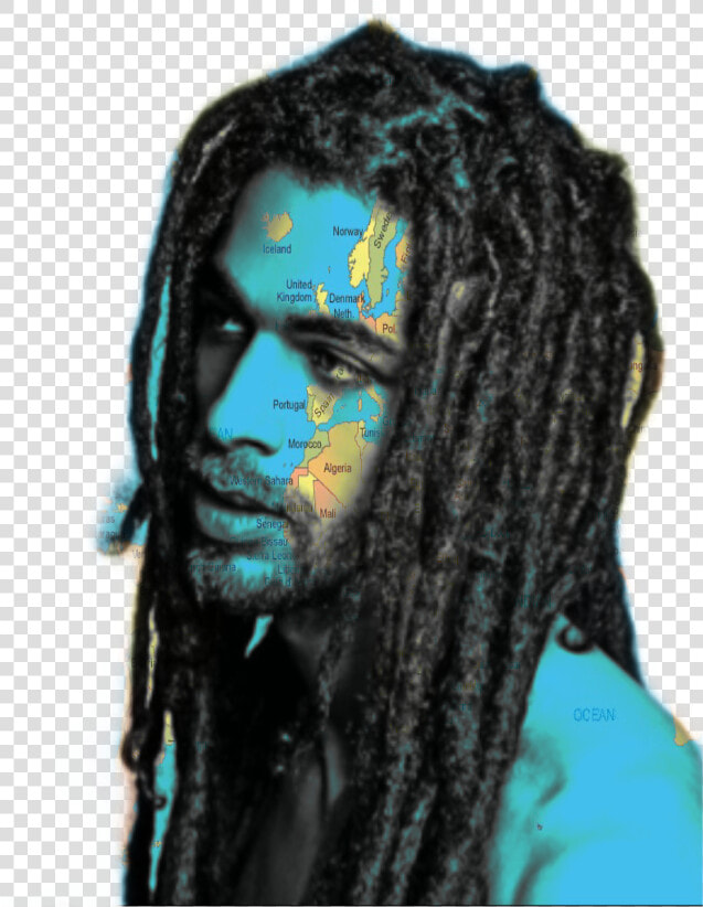  worldmap  map  man  doubleexposure  dreads   Silk Press For Men  HD Png DownloadTransparent PNG