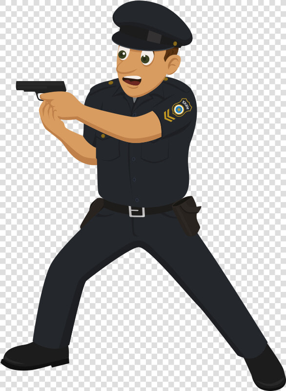 Police Officer Cartoon Drawing   Cop Pointing Gun Cartoon  HD Png DownloadTransparent PNG