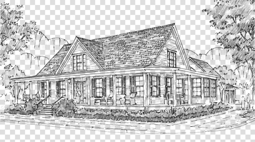 Historical Concepts Homes Residences   Farmhouse Sketch  HD Png DownloadTransparent PNG