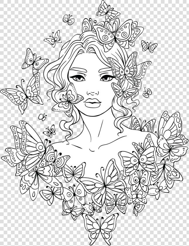 Woman Coloring Pages For Teens   Girl Colouring Pages For Adults  HD Png DownloadTransparent PNG