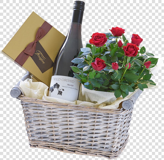 Luxury Red Wine Gift Basket   Flowers And Wine Gift Baskets  HD Png DownloadTransparent PNG