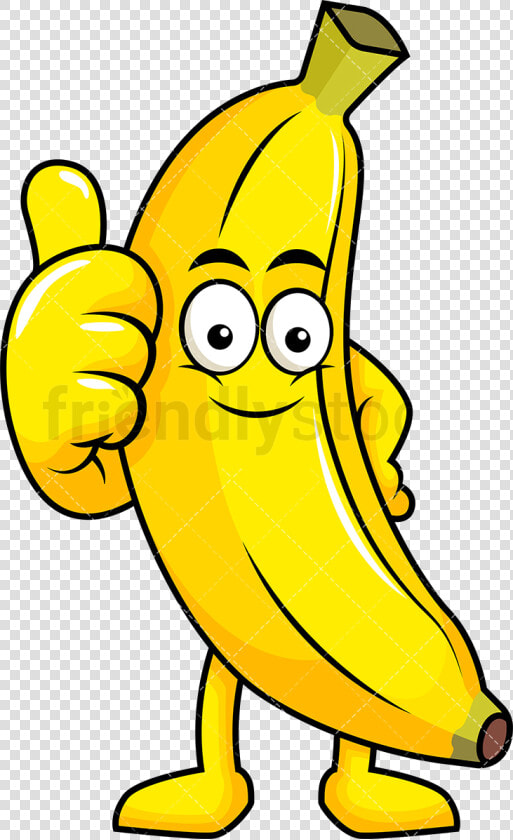 Thumbs Up Banana Mascot Making Gesture Vector Cartoon   Clip Art Banana Cartoon  HD Png DownloadTransparent PNG