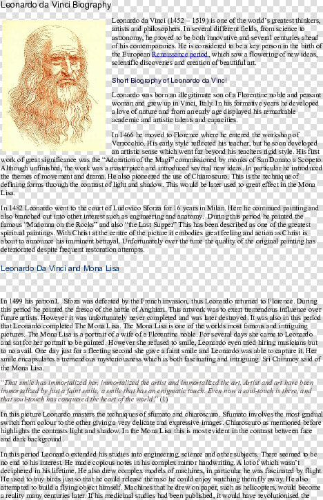 Pdf Leonardo Da Vinci Biography  HD Png DownloadTransparent PNG