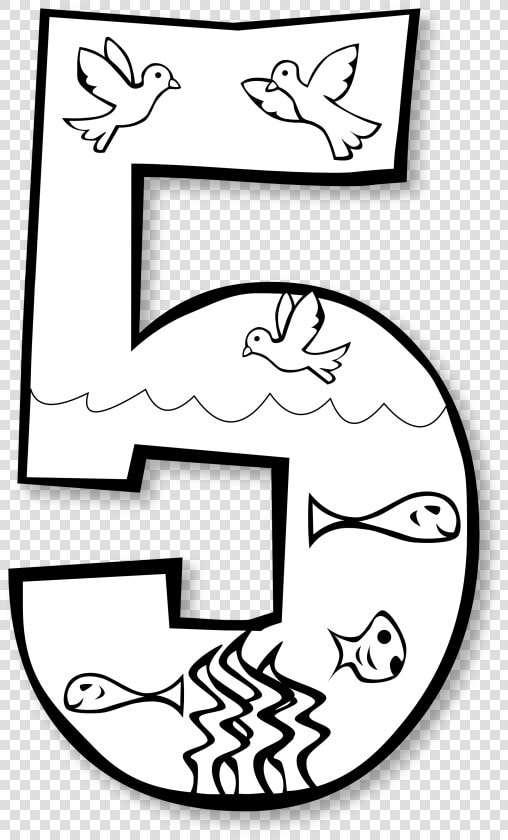 Clip Art Creation Day Number Ge Black White   Creation Days 5 And 6 Coloring Page  HD Png DownloadTransparent PNG