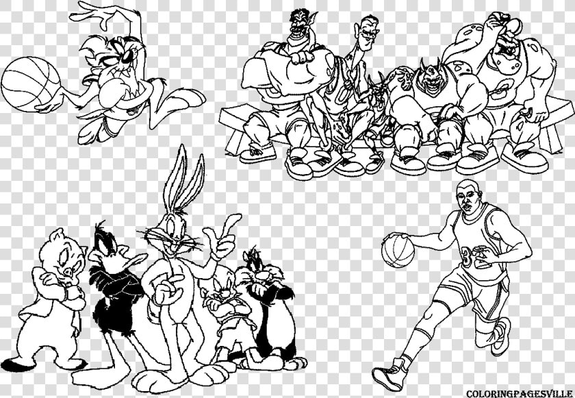 Space Jam Free Coloring Pages Clip Art Transparent   Looney Tunes Basketball Coloring Pages  HD Png DownloadTransparent PNG