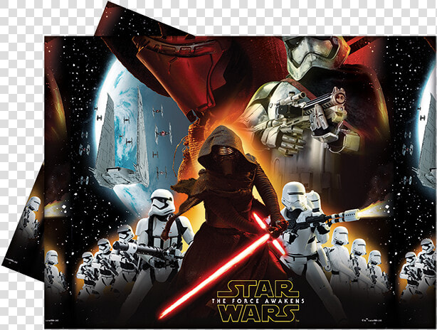 Star Wars The Force Awakens Party Table Cover 1ct From   Star Wars Movie Poster Awakens  HD Png DownloadTransparent PNG