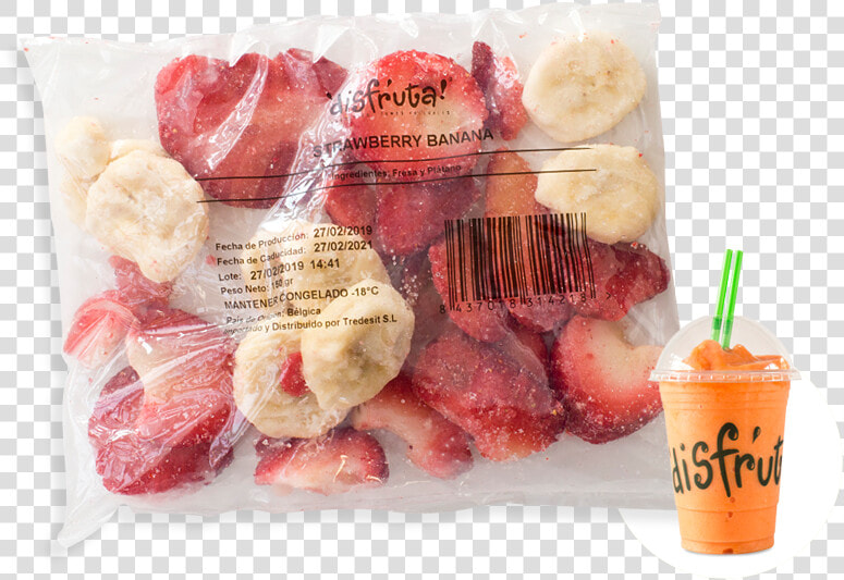 Bolsa Smoothie Fruta Iqf Fresa Plátano Take Away Marca   Frutas Congeladas En Bolsa  HD Png DownloadTransparent PNG