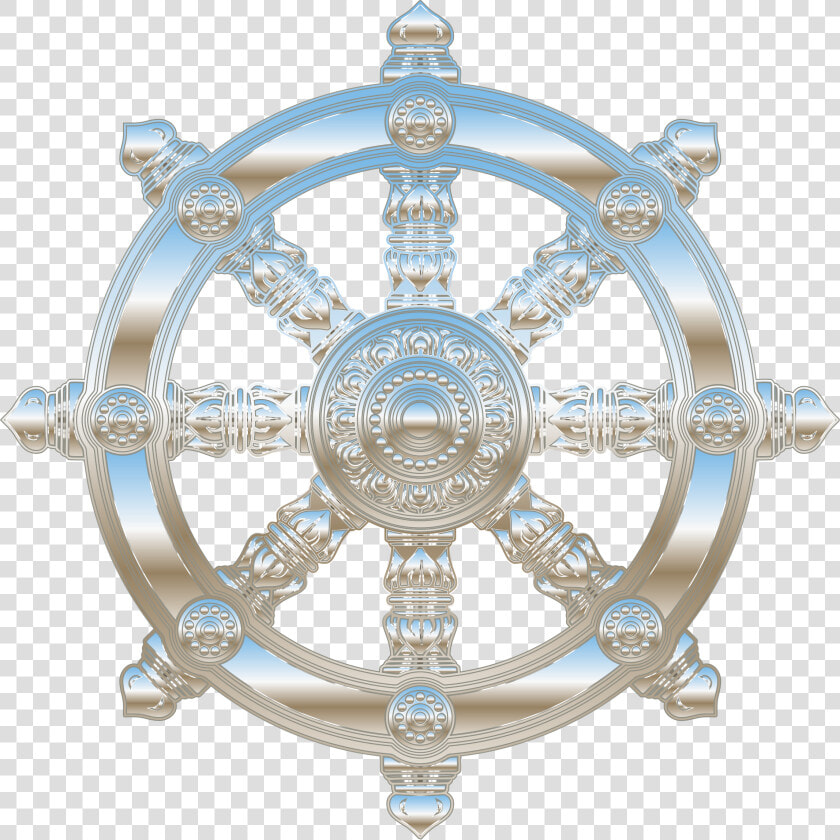 Environment Mapped Chrome Ornate Dharma Wheel Clip   Wheel Buddha 24 Thing Circle  HD Png DownloadTransparent PNG