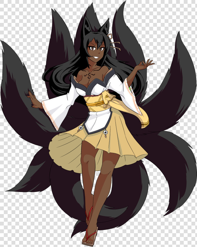 Tamamo Black By Thundragon   Nine Tailed Fox Girl Anime  HD Png DownloadTransparent PNG