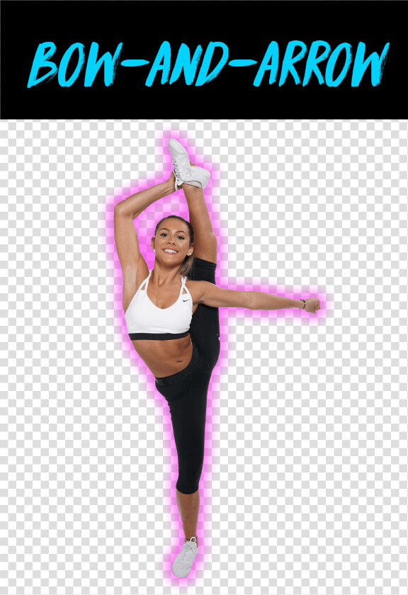 Bow And Arrow Stunt   Cheerleading Flyer Poses  HD Png DownloadTransparent PNG