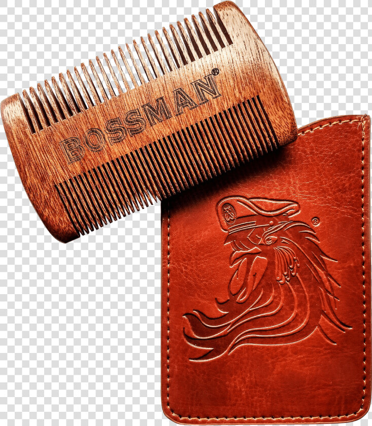 Bossman Pocket Size Sandalwood Comb  amp  Protective Case   Bossman Pocket Sandalwood Beard Moustache Comb  HD Png DownloadTransparent PNG