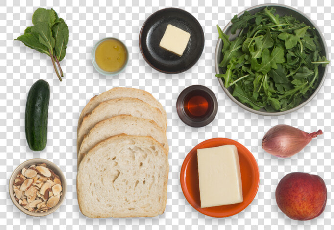 Grilled Fontina Cheese  amp  Mint Sandwiches With Peach    Sliced Bread  HD Png DownloadTransparent PNG